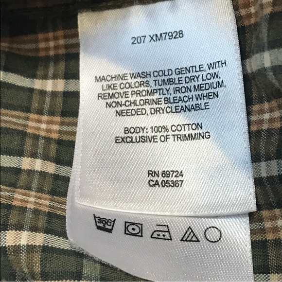 Columbia Button Down Plaid Shirt Green Brown cream Mens size Large - Picture 10 of 10